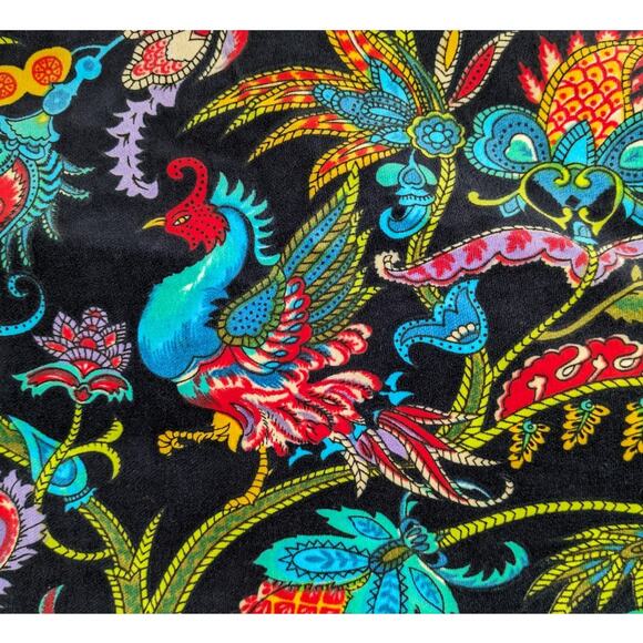 Vintage 70's SAKS FIFTH AVENUE Cotton Velvet Wrap Skirt Psychedelic Asian Floral - Picture 1 of 12